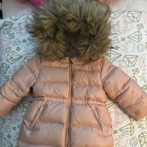 Pink down jacket for toddler girl.